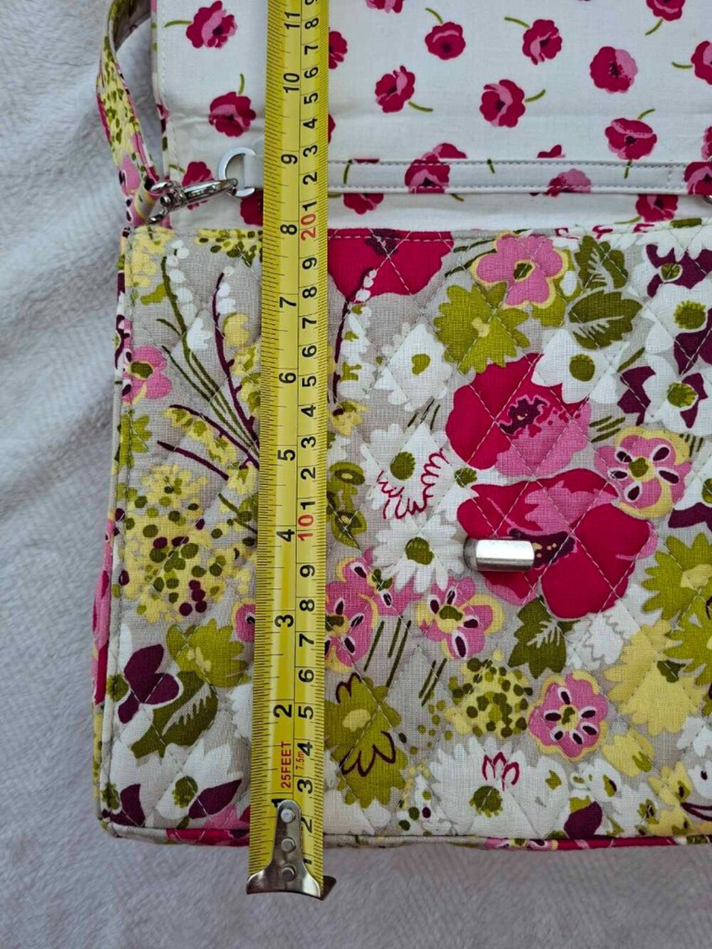 Vera Bradley Quilted Cotton Make Me Blush Floral Shoulder Bag - Picture 12 of 14